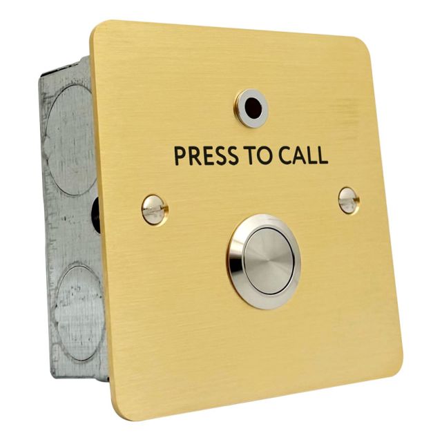 Brushed Brass Press to Call button with LED and sounder