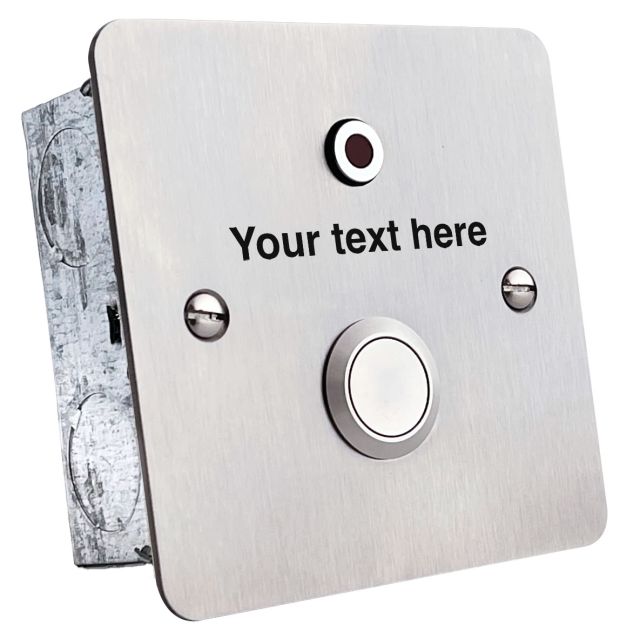 Customisable button with re-assurance LED and sounder