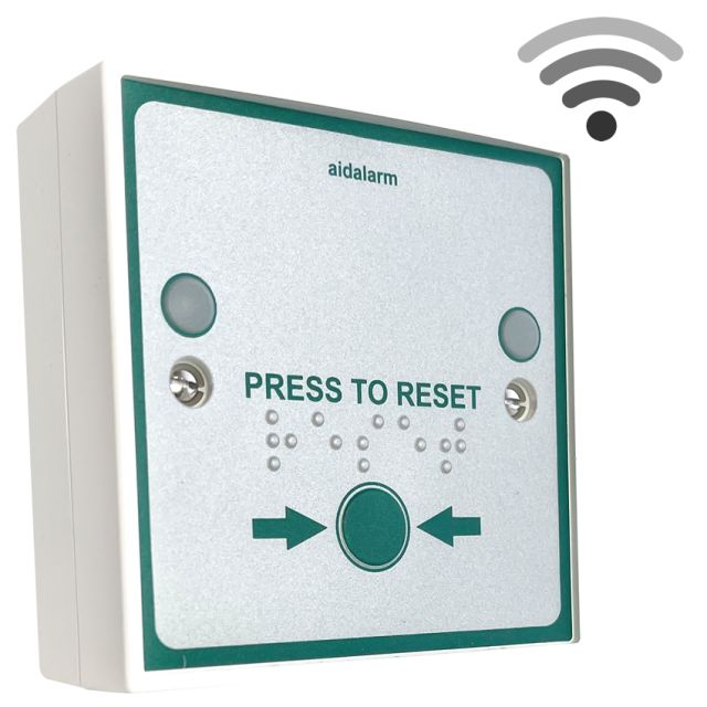 Wireless Press to Reset Button c/w Braille text &amp; yellow LEDs