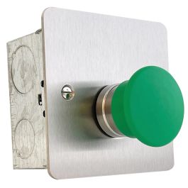 Mushroom headed momentary action Green button