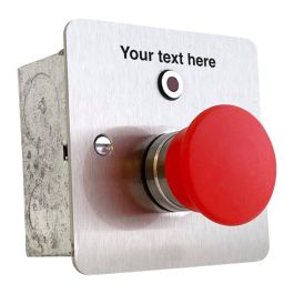 Emerging Button Mushroom headed momentary action button with LED & custom text