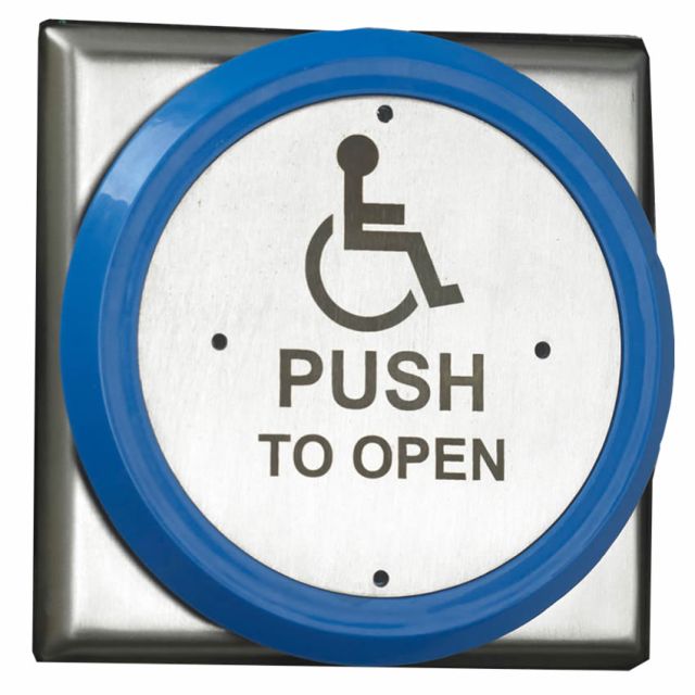 Flush Push Pad, pre-printed Disabled logo and Push To Open