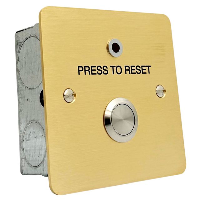 Brushed Brass Press to Reset button with LED and sounder